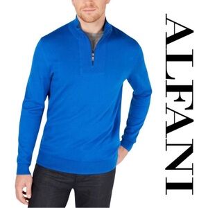 NWT Alfani Men's Quarter-Zip Ribbed Placket Sweater Black Size L PRICE FIRM